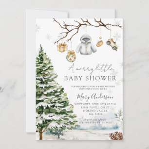 En Merry Little Baby Shower jul Snöflingor Inbjudningar