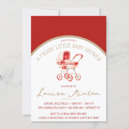 En merry Little Baby Shower, Red & Beige Shower Inbjudningar
