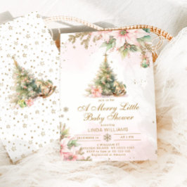 En Merry Little babydusch Rosa guld jul Inbjudningar
