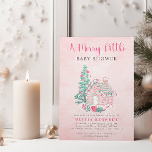 En Merry Little Flicka Baby Shower Inbjudningar