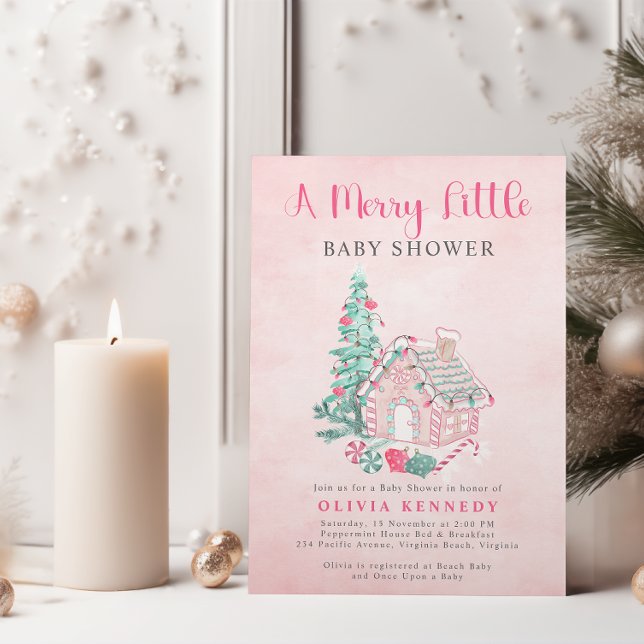 En Merry Little Flicka Baby Shower Inbjudningar (A Merry Little Baby Shower Invitation )