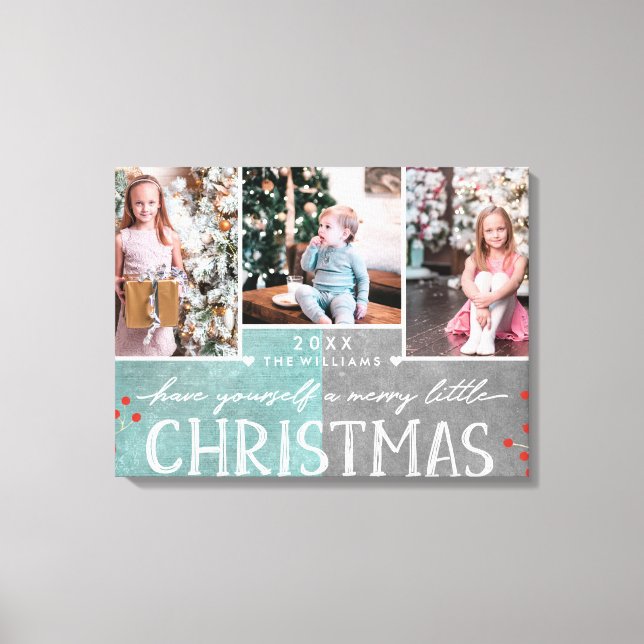 En Merry Little jul Family Photo Collage Canvastryck (Framsida)
