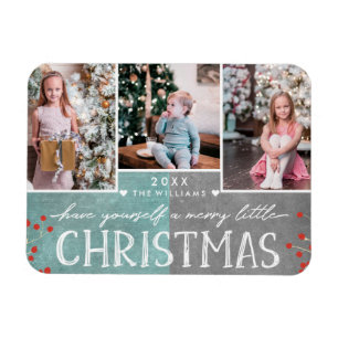 En Merry Little jul Family Photo Collage Magnet