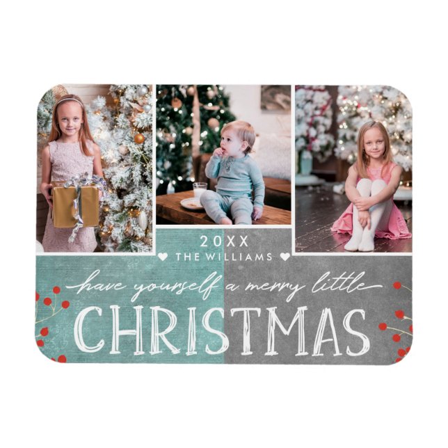 En Merry Little jul Family Photo Collage Magnet (Horisontell)