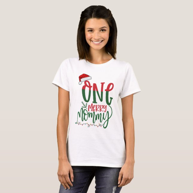 En Merry Mamma-familj matchar jul T Shirt (Hel framsida)
