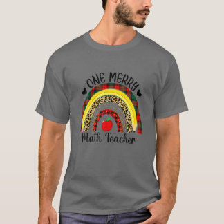 En Merry Math Teacher Funny jul Rainbow Leo T Shirt