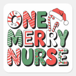 En Merry Nurse-jul Fyrkantigt Klistermärke