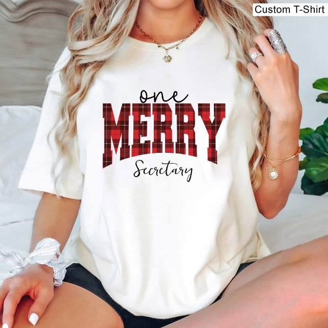 En Merry Secretary jul Namn White T Shirt (One Merry Secretary Christmas Name White T-Shirt)