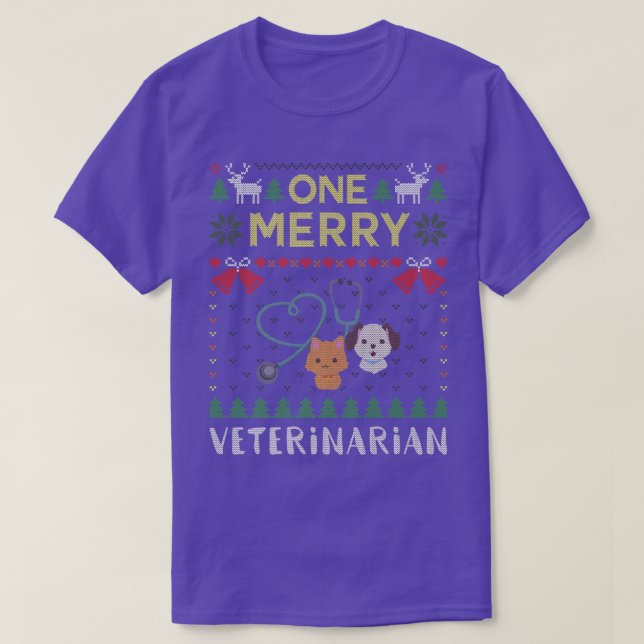 En Merry Veterinarian Pet Doktor Ugly jul S T Shirt (Design framsida)