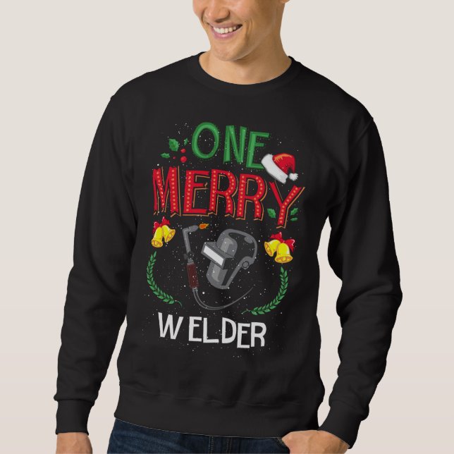 En Merry Welder Welder Welder Svetter om god julsö Lång Ärmad Tröja (Framsida)