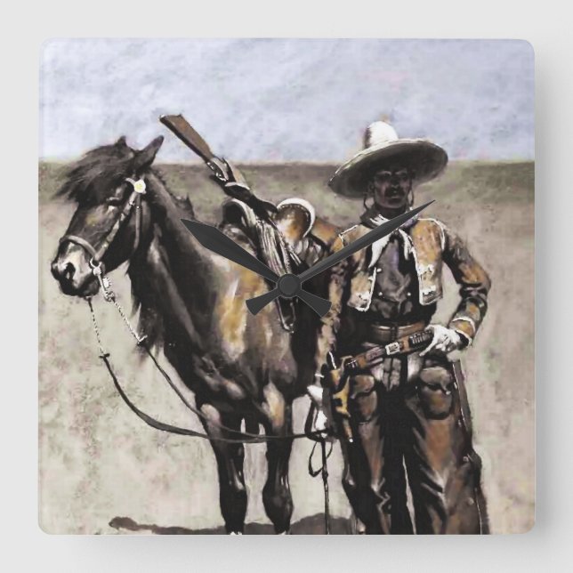 En mexikansk buccaro i Texas av Frederic Remington Fyrkantig Klocka (Framsida)