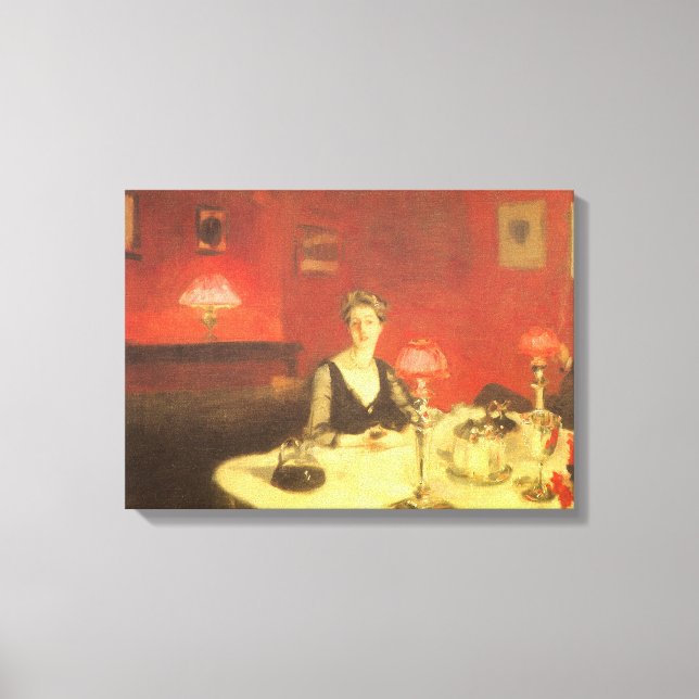 En middagsbords vid natt av John Singer Sargent Canvastryck (Framsida)
