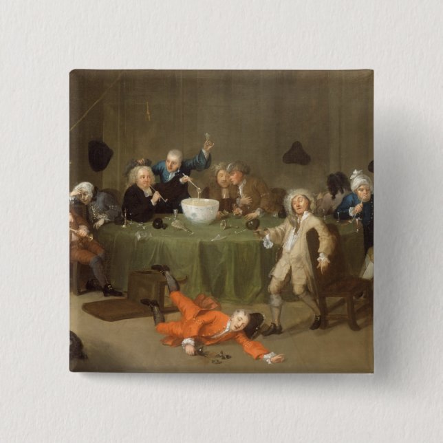 En midnatt modern konversation, c.1732 (olja kan knapp (Framsida)