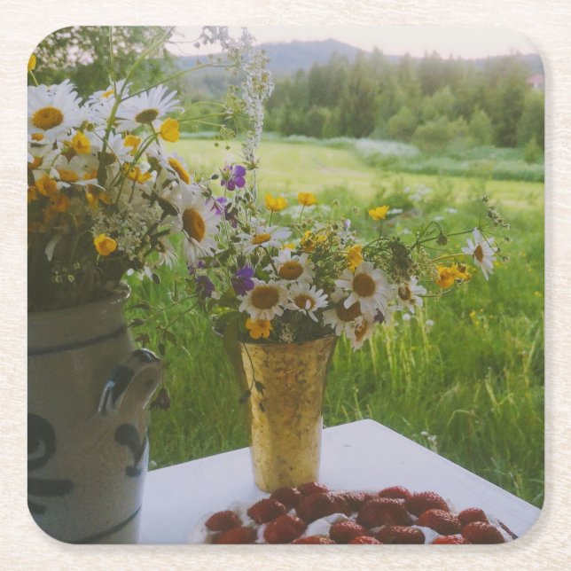 En Midsommarnattsdröm - Hälsingland - Sverige Underlägg Papper Kvadrat (Framsidan)