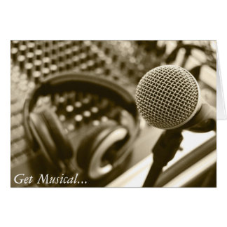 En mikrofon och hörlurar hälsningskort