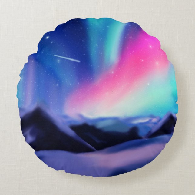 En miljon Aurora Dreams Round Pillow Rund Kudde (Framsidan)