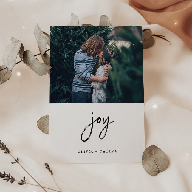 En minimalistisk jul | Joy med två foton Julkort (Skapare uppladdad)