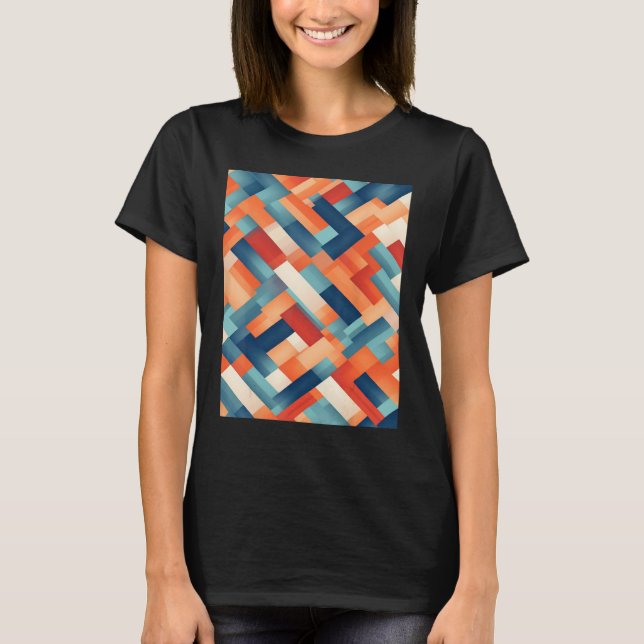 En minimalistisk oljemålning av optisk abstrakt t shirt (Framsida)