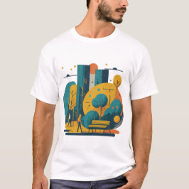 En minimalistisk rendering av vibrerande stadspark t shirt