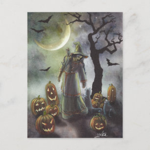 En mistpromenad på Halloween. Vykort