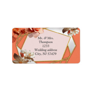 En mjuk, rosa nyans som heter Peach Fuzz Flowers Adressetikett