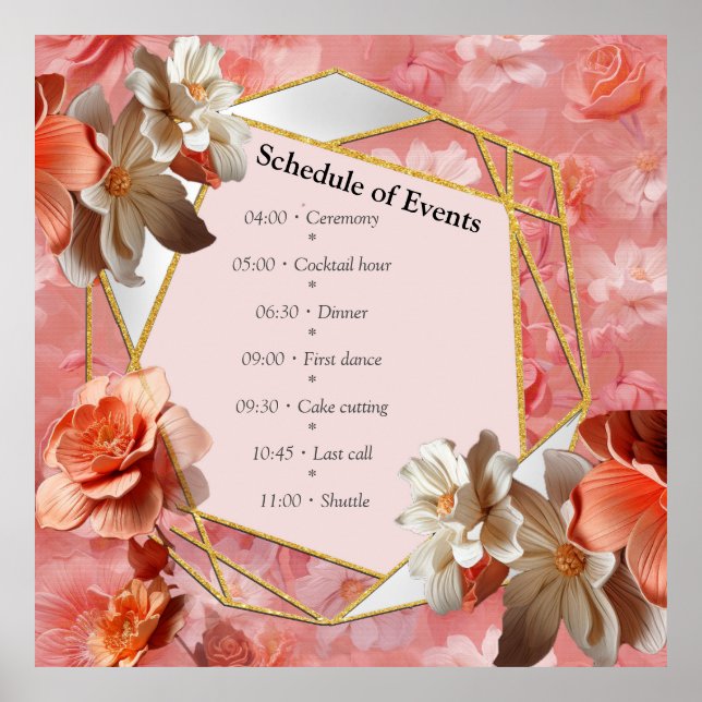 En mjuk, rosa nyans som heter Peach Fuzz Flowers Poster (Framsidan)