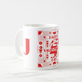 En modern Bauhaus-personlig Alla hjärtans dag Kaffemugg