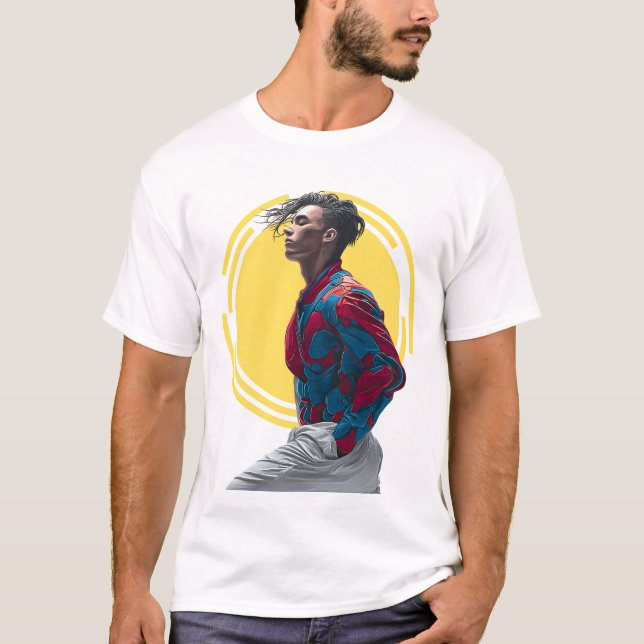 En modern man i Vibrant, Abstrakt App T Shirt (Framsida)