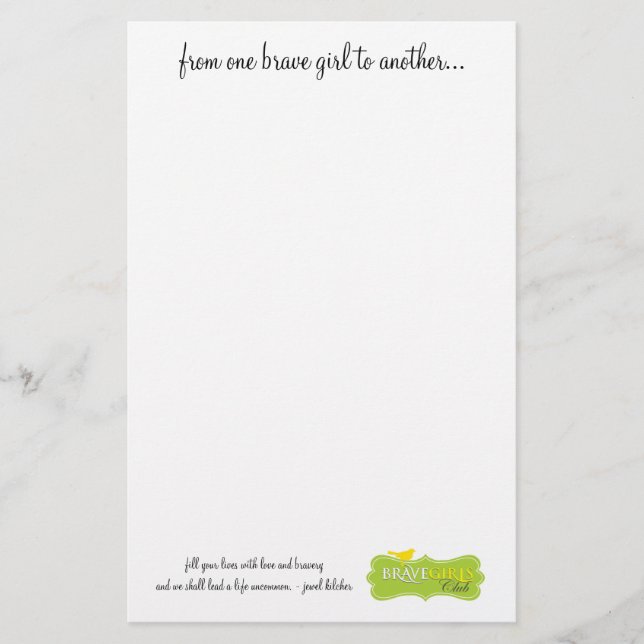 En modig flicka till Another som är stationära Brevpapper (Framsida)