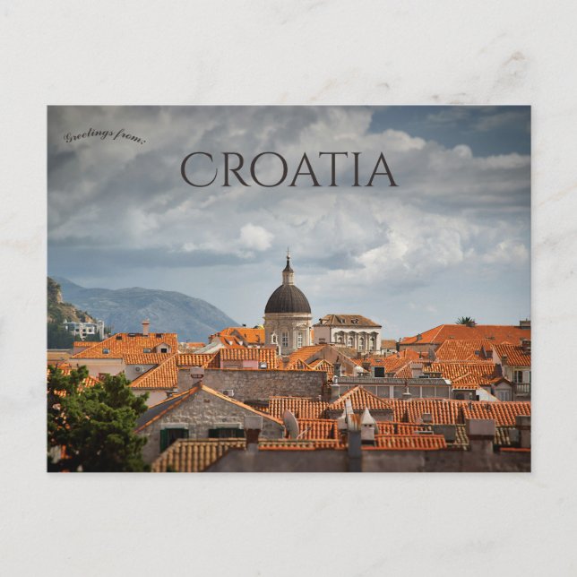 En molnig dag i Dubrovnik Kroatien Vykort (Framsida)