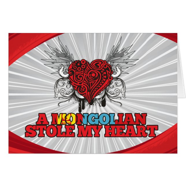 En mongolisk stola min hjärta OBS kort (Framsidan Horizontal)