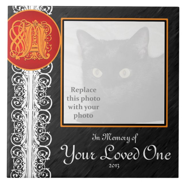 En Monogram "In Memory of Your Loved One"-panel Kakelplatta (Framsidan)