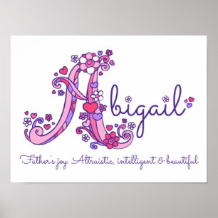 En monogramkonst Abigail flicknamn betydelse affis Poster