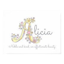 En monogramkonst Alicia-flickor i namn poster