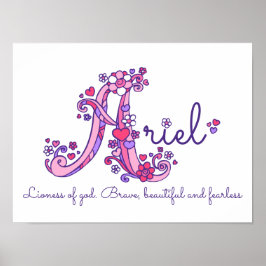 En monogramkonst Ariel flicknamn betydelse plansch Poster