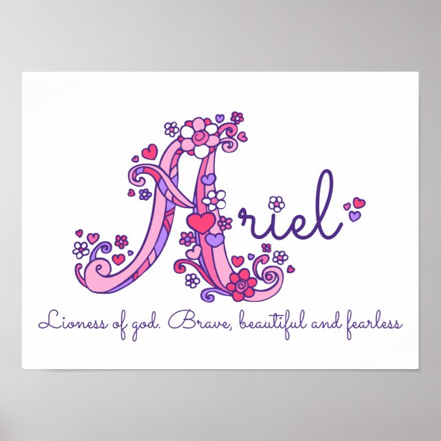 En monogramkonst Ariel flicknamn betydelse plansch Poster (Framsidan)