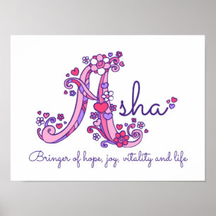 En monogramkonst Asha-flickorna namn poster