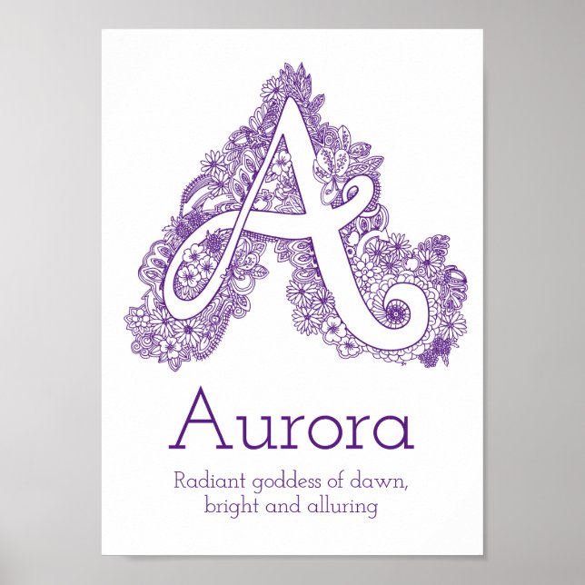 En monogramssnärtad Aurora namn-betydelse Poster (Framsidan)