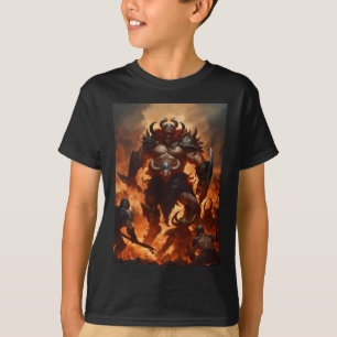 En monsterkrigare med huvudet på en ram 2 t shirt