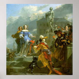 En moor som presenterar en papegoja till Dam Poster