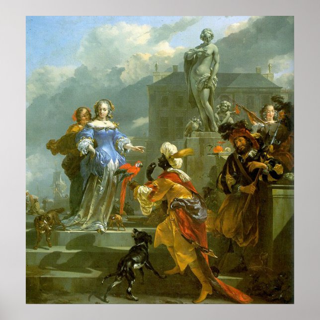 En moor som presenterar en papegoja till Dam Poster (Framsidan)