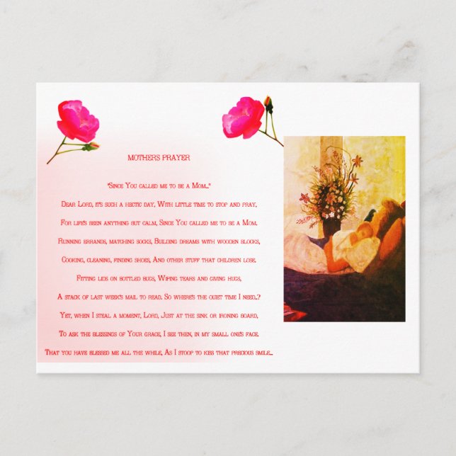 En Mor älskande bön Vykort (Framsida)