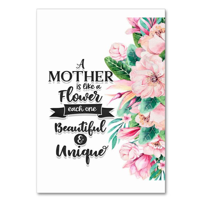 En Mor är som en blomstergåva, Mors dag-gåva Bordsnummer (Framsidan)