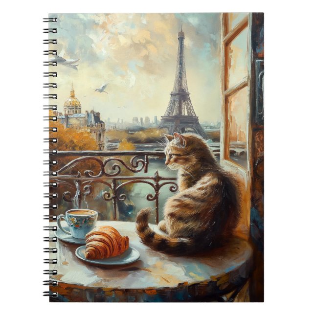En morgon i Paris | Ginger Cat på ett kafé Anteckningsbok (Framsidan)