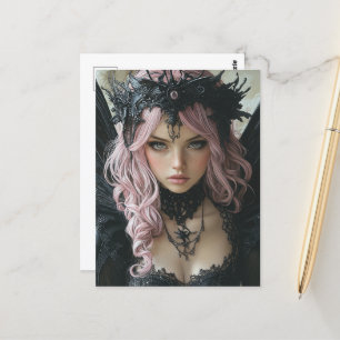 En mörk ängel Woman med Pastel Hair Vykort