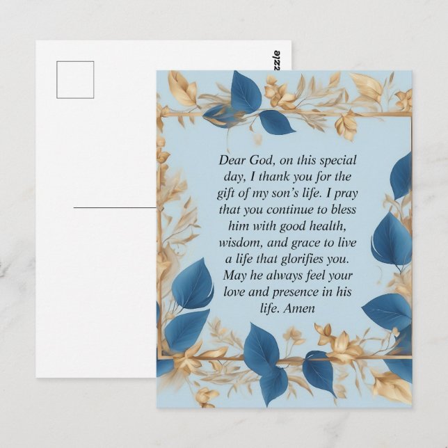 En mors bön för hennes son vykort (Fram/baksida)