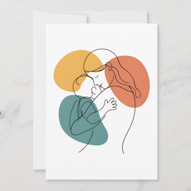 En mors kram: minimalistisk linje kort (Framsida)