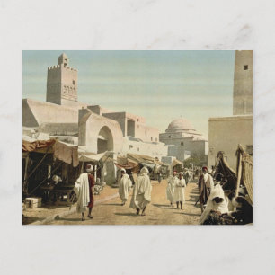 En moské på huvudgatan, Kairwan, Tunisien Vykort