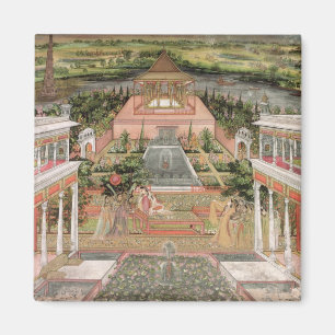 En Mughal Princess i henne som är trädgårds- Magnet