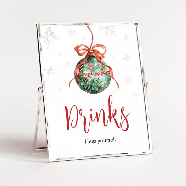 En munter, lilla julskuckor poster (Merry Little Christmas Ornaments Baby Shower Drinks Sign )